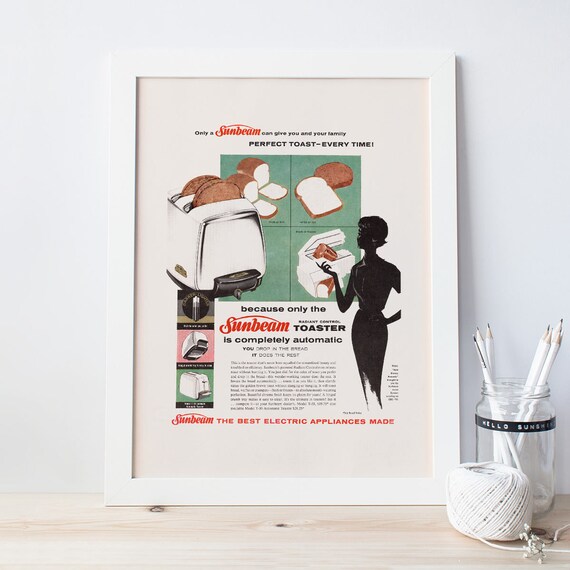RETRO TOASTER AD Vintage Toaster Ad Kitchen Poster 50s Etsy