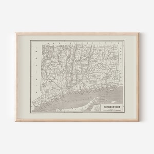 VINTAGE CONNECTICUT MAP, Antique Map of Connecticut, Professional Reproduction