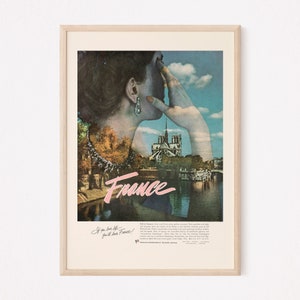Póster de viaje retro a Francia, anuncio vintage de viaje a París, impresión giclée de alta calidad de Ikea Ribba