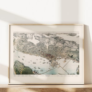 Vintage SEATTLE Map Print Antique Wall Art, Vintage Map of SEATTLE Harbour, SEATTLE Map Print, Seattle Poster, Antique Seattle Print image 3
