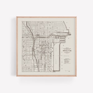 Carte de Chicago de 1905, impression de carte de carte de Chicago, carte de Chicago minimaliste, affiche carrée, reproduction professionnelle