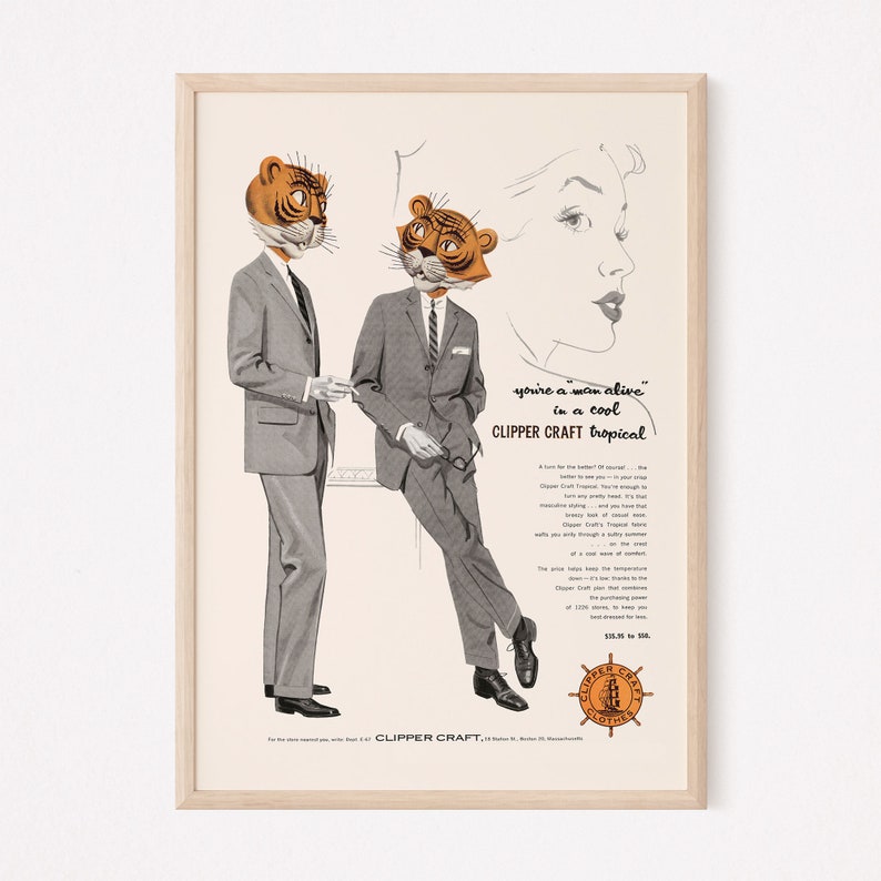 WEIRD TIGERS Vintage Advertisement Mad Men Poster 1950s Retro Print Mid-Century RIBBA Poster 画像 1