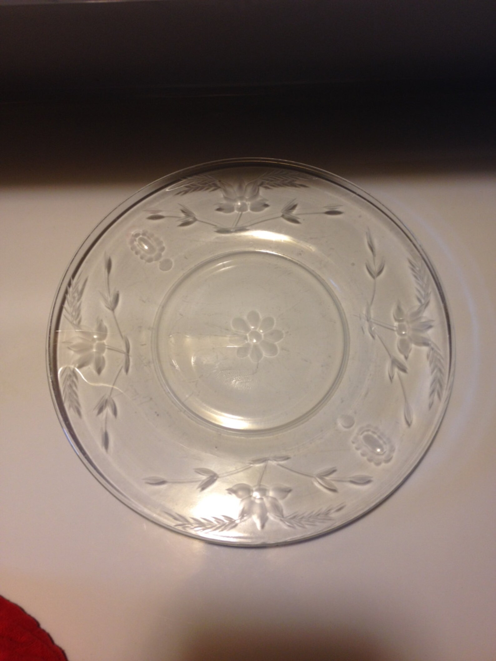 Wheel Etched Clear Glass Luncheon Plates Floral Wheat Leaf Etsy