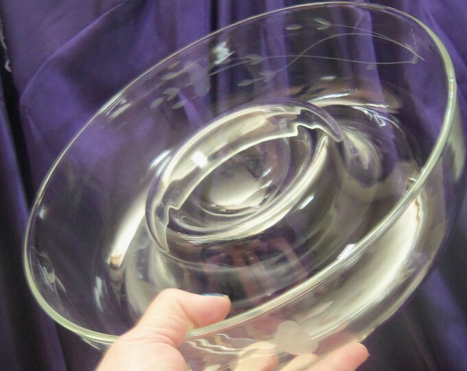 Princess House Heritage Chip 'N' Dip Server, Clear Crystal Glass Bowl