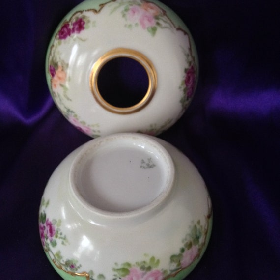 Antique A K France Limoges Hair Receiver Hand Painted Porcelain