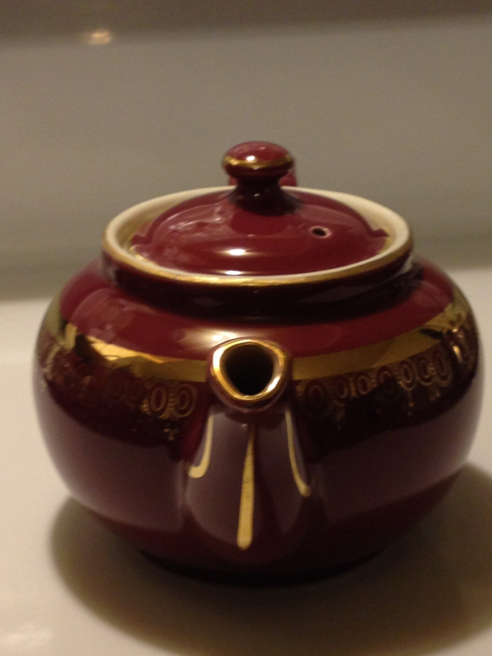 HALL Pottery Teapot 6 Cup Boston Brown Gold Design Vintage Etsy