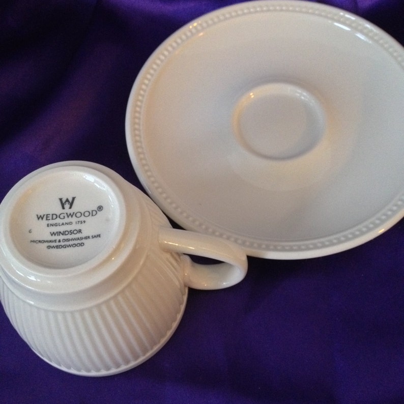 Wedgwood Windsor Cup and Saucer Ribbed Dotted Creamware Set Etsy