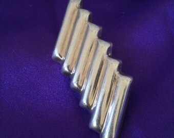 México Modernista 925 Bar Broche Plata de Ley TF-43, 18 gramos, Vintage Abstracto, Diseño Geométrico
