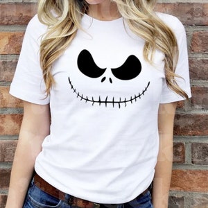 Adult Unisex Halloween Jack Skellington Face Halloween T-shirt