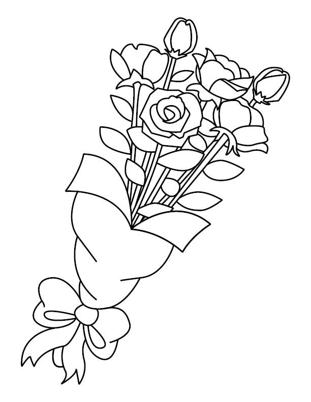 Rose Bouquet Coloring Page - Etsy