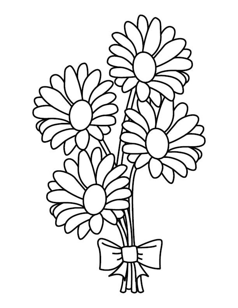 Daisy Bouquet Coloring Page image 1