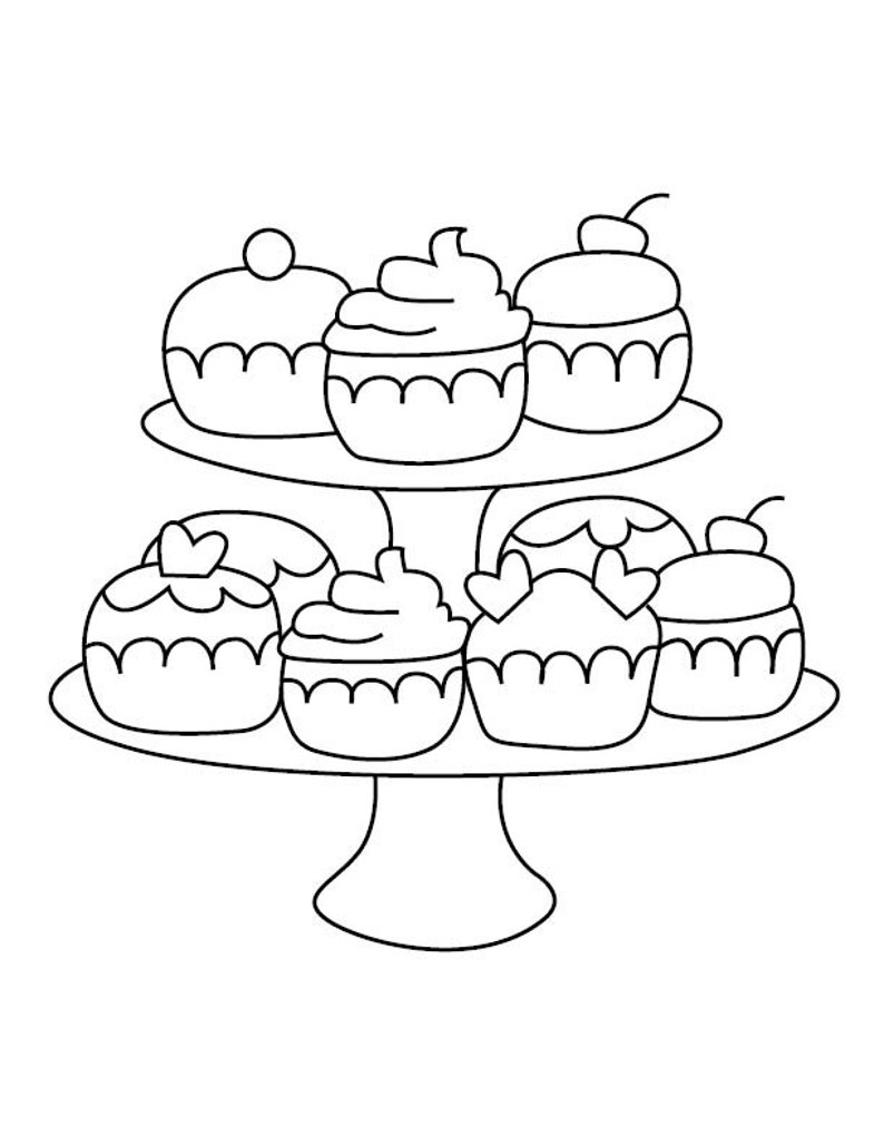 Cupcake Stand Coloring Page - Etsy