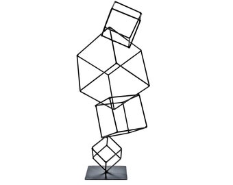 Hand Welded Metal Cubes Table Sculpture