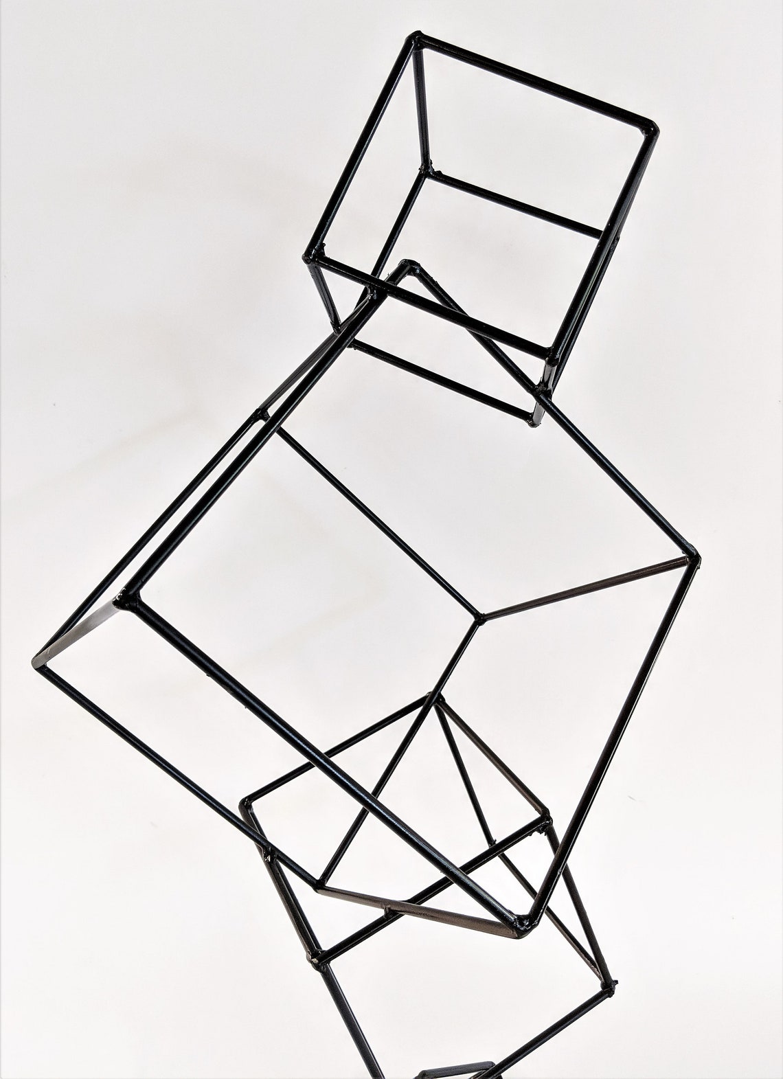 Hand Welded Metal Cubes Table Sculpture Etsy