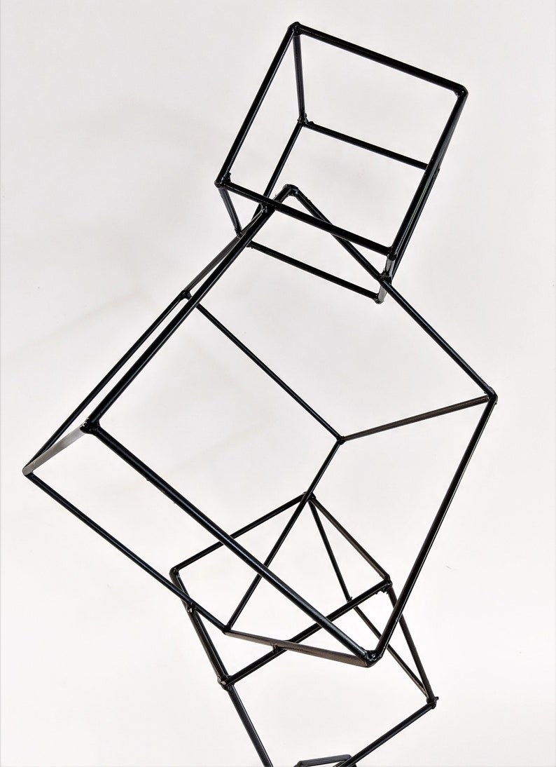 Hand Welded Metal Cubes Table Sculpture image 7