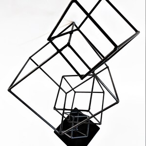 Hand Welded Metal Cubes Table Sculpture image 4