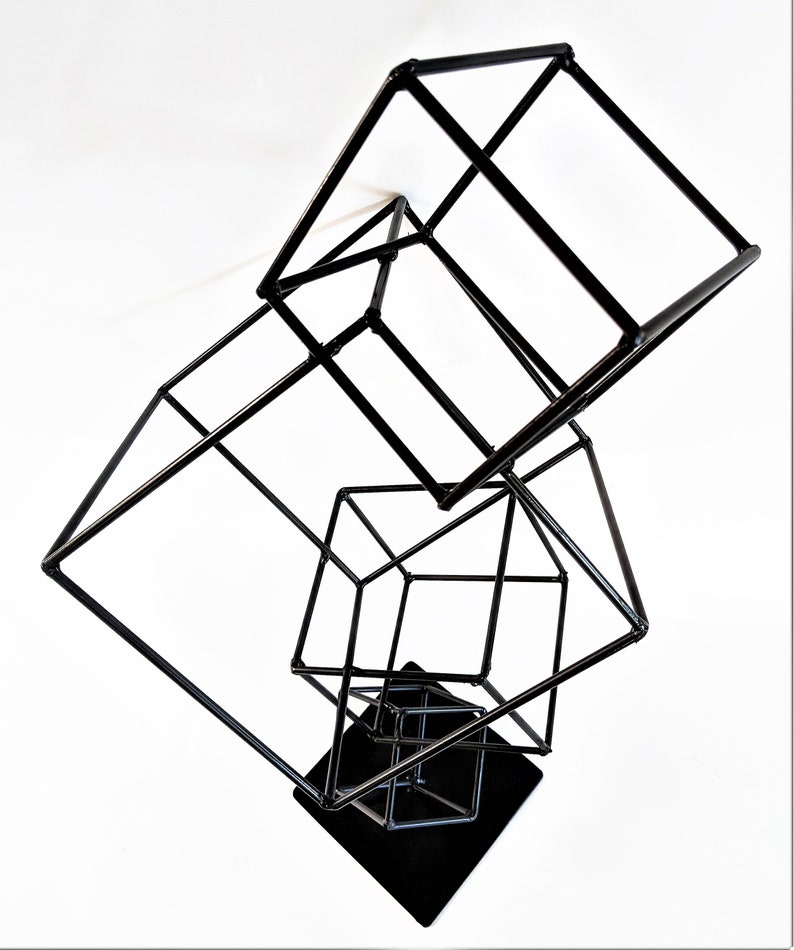 Hand Welded Metal Cubes Table Sculpture image 4