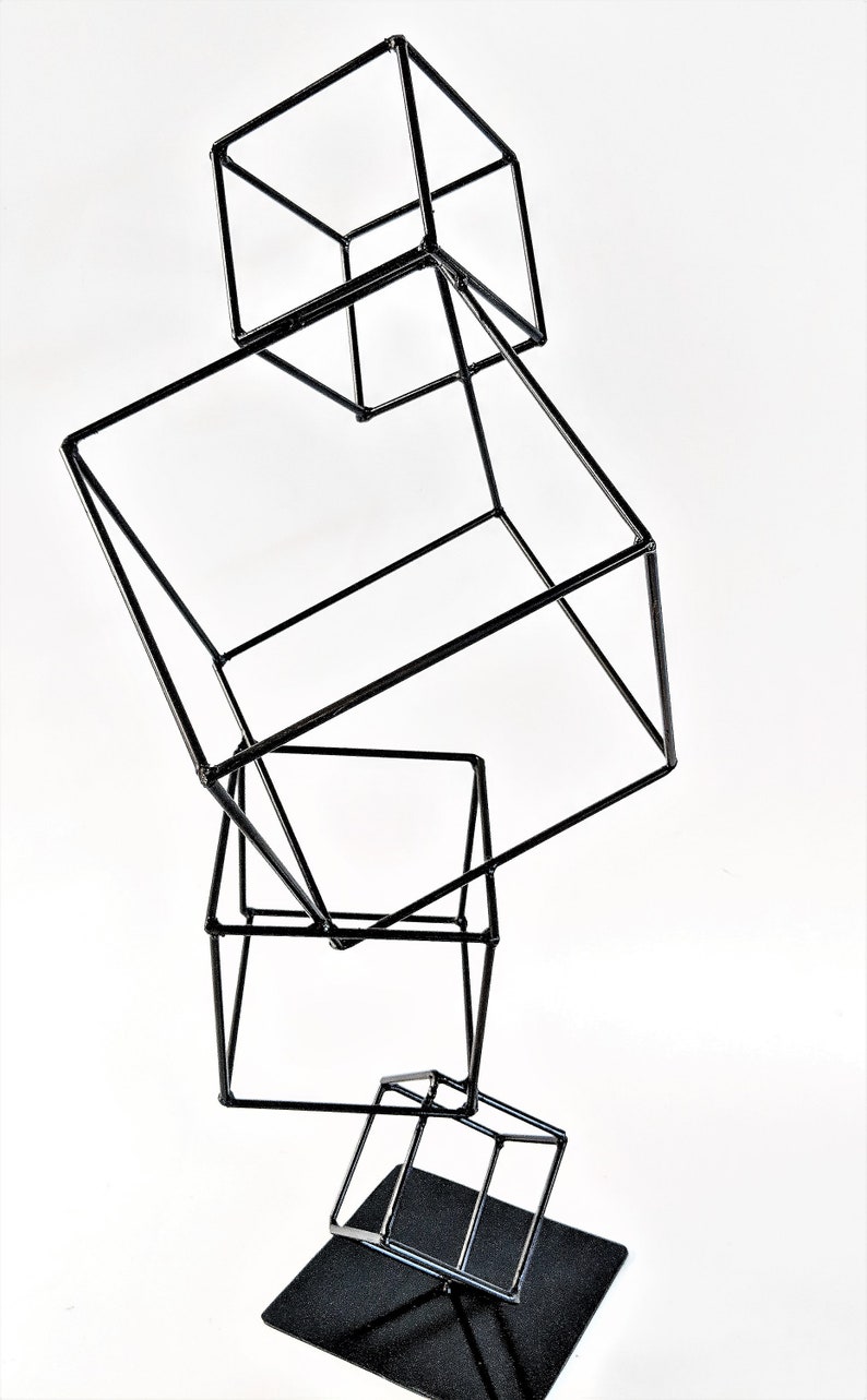 Hand Welded Metal Cubes Table Sculpture image 3