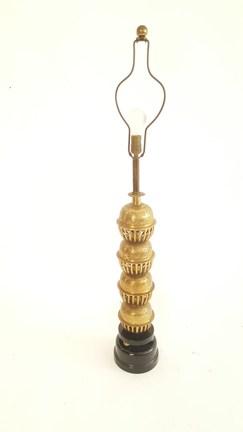 Monumental Brass Lamp Vintage afbeelding 1