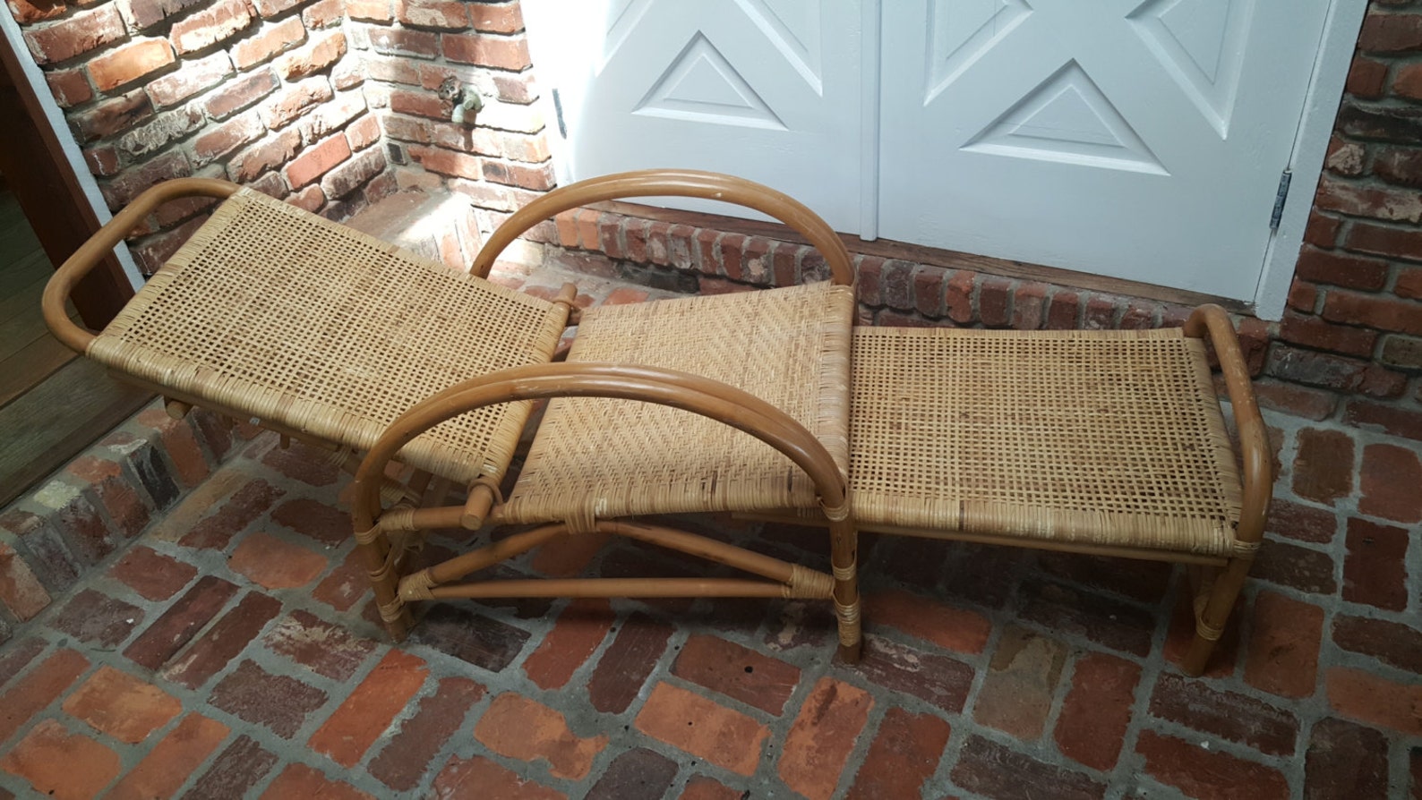 Rattan & Cane Lounge Chair with Extendable Foot Rest Etsy