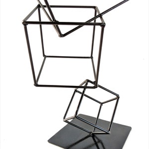 Hand Welded Metal Cubes Table Sculpture image 8