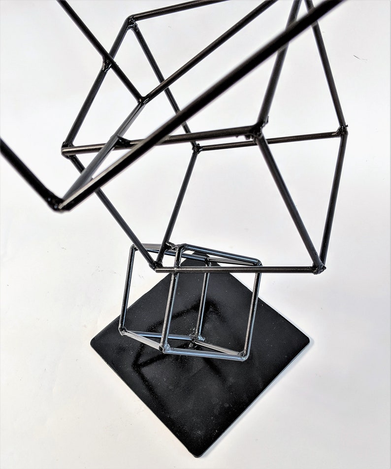 Hand Welded Metal Cubes Table Sculpture image 9