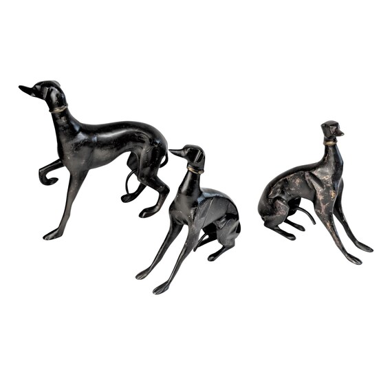 Bronze Greyhound Dog Statues Set of 3 Etsy