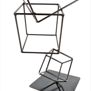 Hand Welded Metal Cubes Table Sculpture image 6