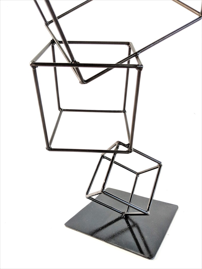 Hand Welded Metal Cubes Table Sculpture image 6