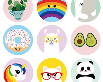 Kawaii stickers Kawaii envelope seal Rainbow stickers Kawaii rainbow stickers