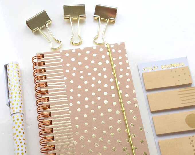 DIY Kraft/gold Stationery Set notepad Ballpoint Sticky Etsy