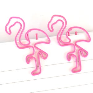 Set of 4 pink flamingo paperclips| flamingo paper clips | flamingos | tropical