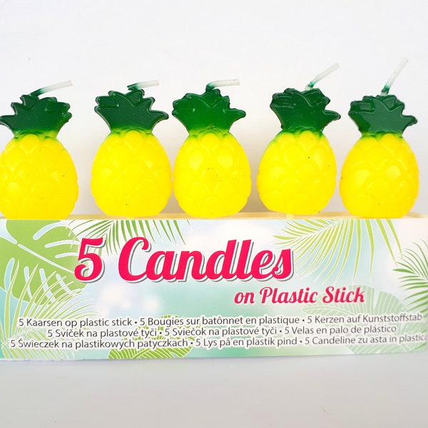 Set of 5 pineapple candles | birthday cake | tropical party | pineapples |