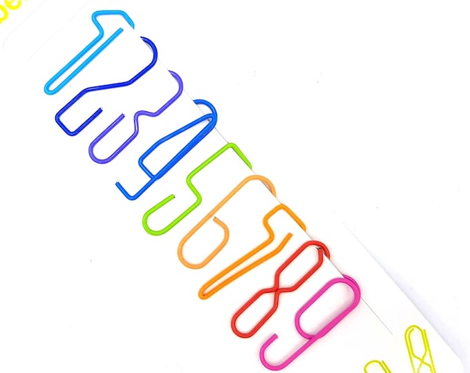 Set of 9 Number Paperclips Numbers Rainbow Paper Clips Planner Clips