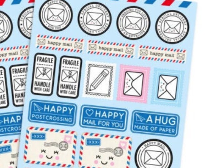 Kawaii Happy Mail Stickers Happy Face Sticker Sheet Envelope Seals ...