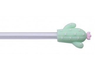Cute kawaii cactus gel pen, mint green with pink | plant pen | cactus stationery