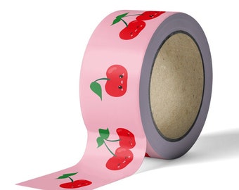 Kawaii cherry washi tape | happy face cherries | kawaii stationery | masking tape