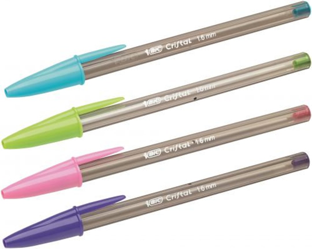 8 BIC Cristal Fun Ballpoints Pen Pink, Blue, Purple and Green Color