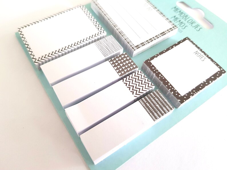 Black and White Sticky Notes Set Monochrome Stationery Etsy