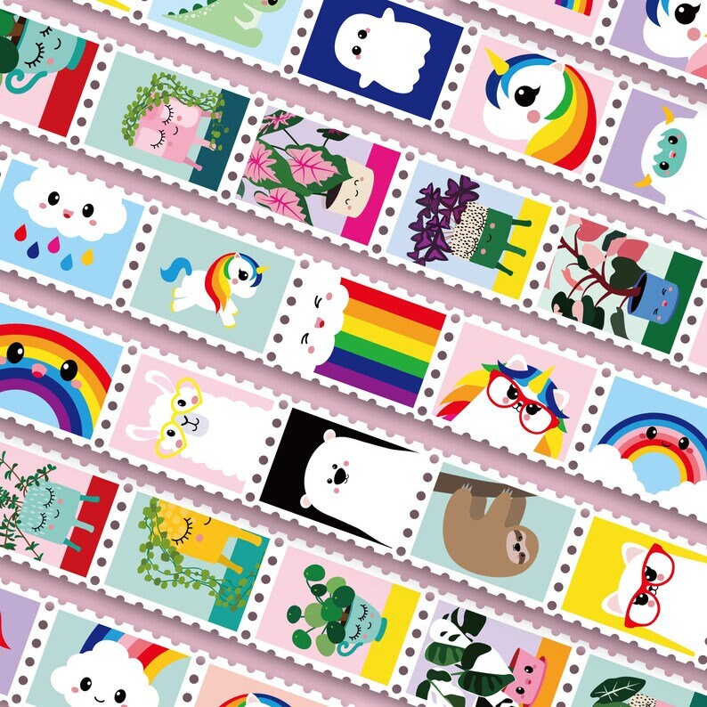 Kawaii Stamp Washi Tape Perforated Postage Stamps Stickers - Etsy