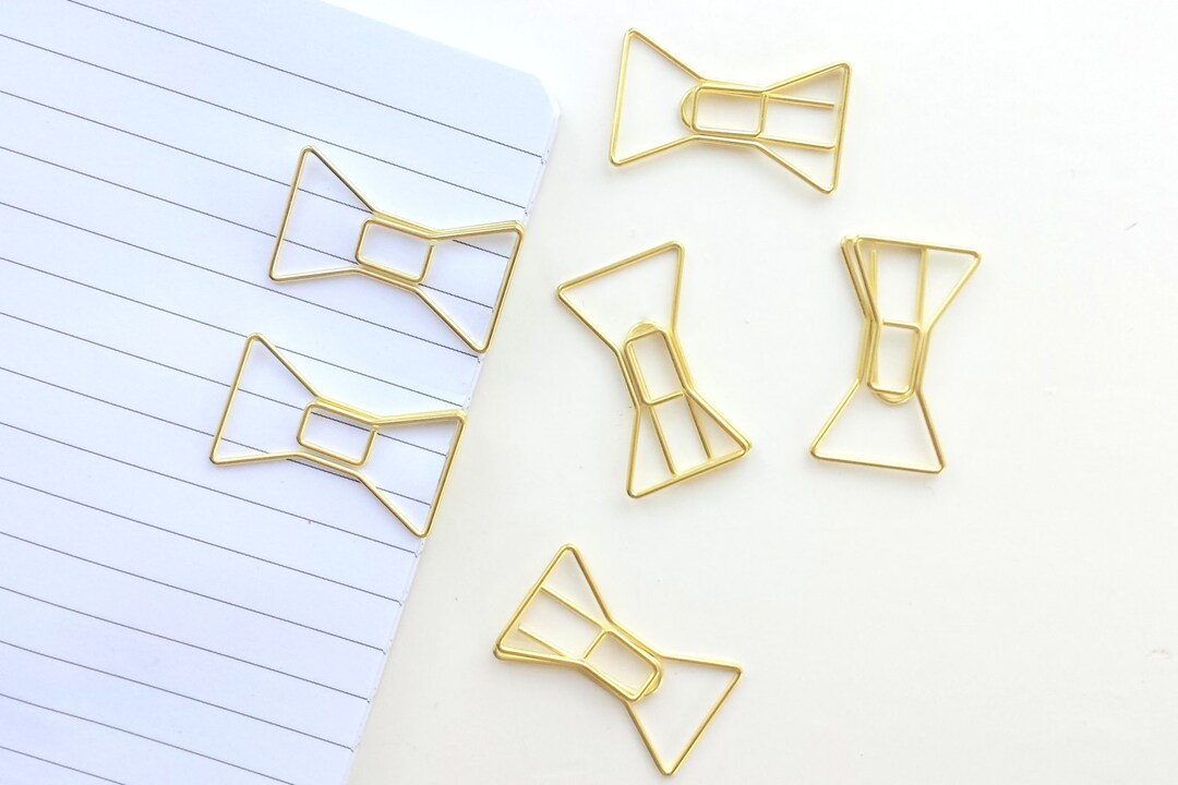 Set of 2 Gold Bow Paperclips - Etsy