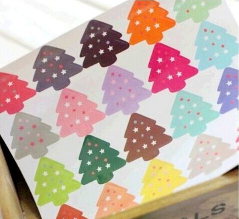 40 Christmas Tree Stickers / Envelope Seals / Sealing Stickers Etsy