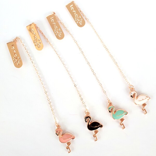 Flamingo enamel / gold bookmark | planner pendant | planner charm | Flamingos | dangle | summer themed paper clip
