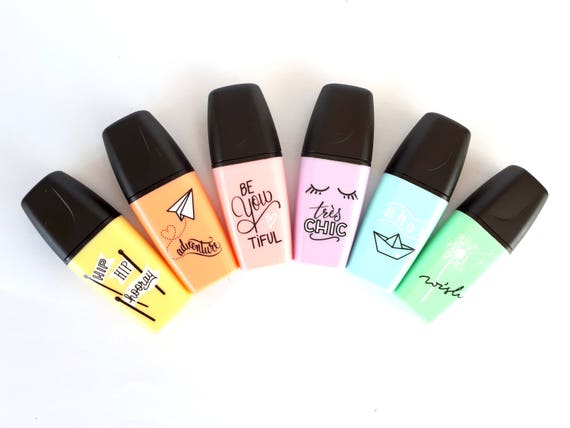 6 mini pastel Stabilo Boss Highlighters 