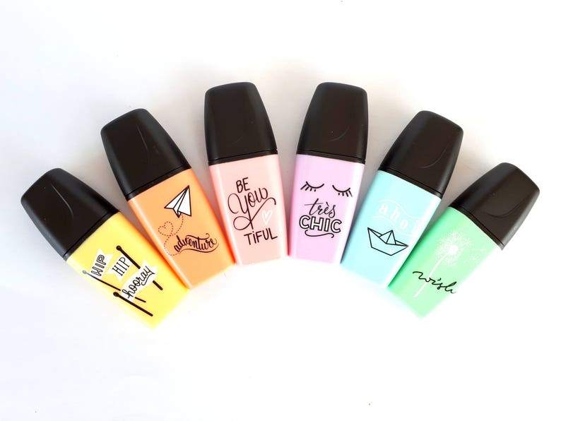 6 mini pastel Stabilo Boss Highlighters pastel pens Etsy