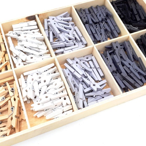 20 Mini Clothes Pins Natural White Grey Black or Mixed Etsy