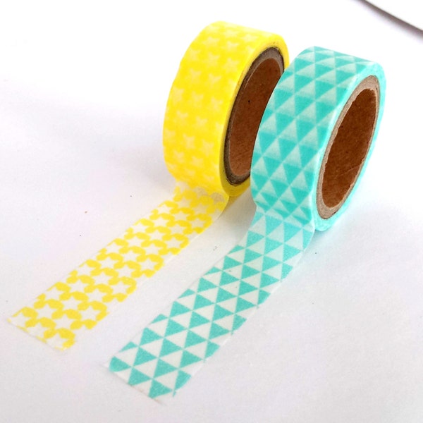 2 washi tapes - yellow stars & turqoise triangles