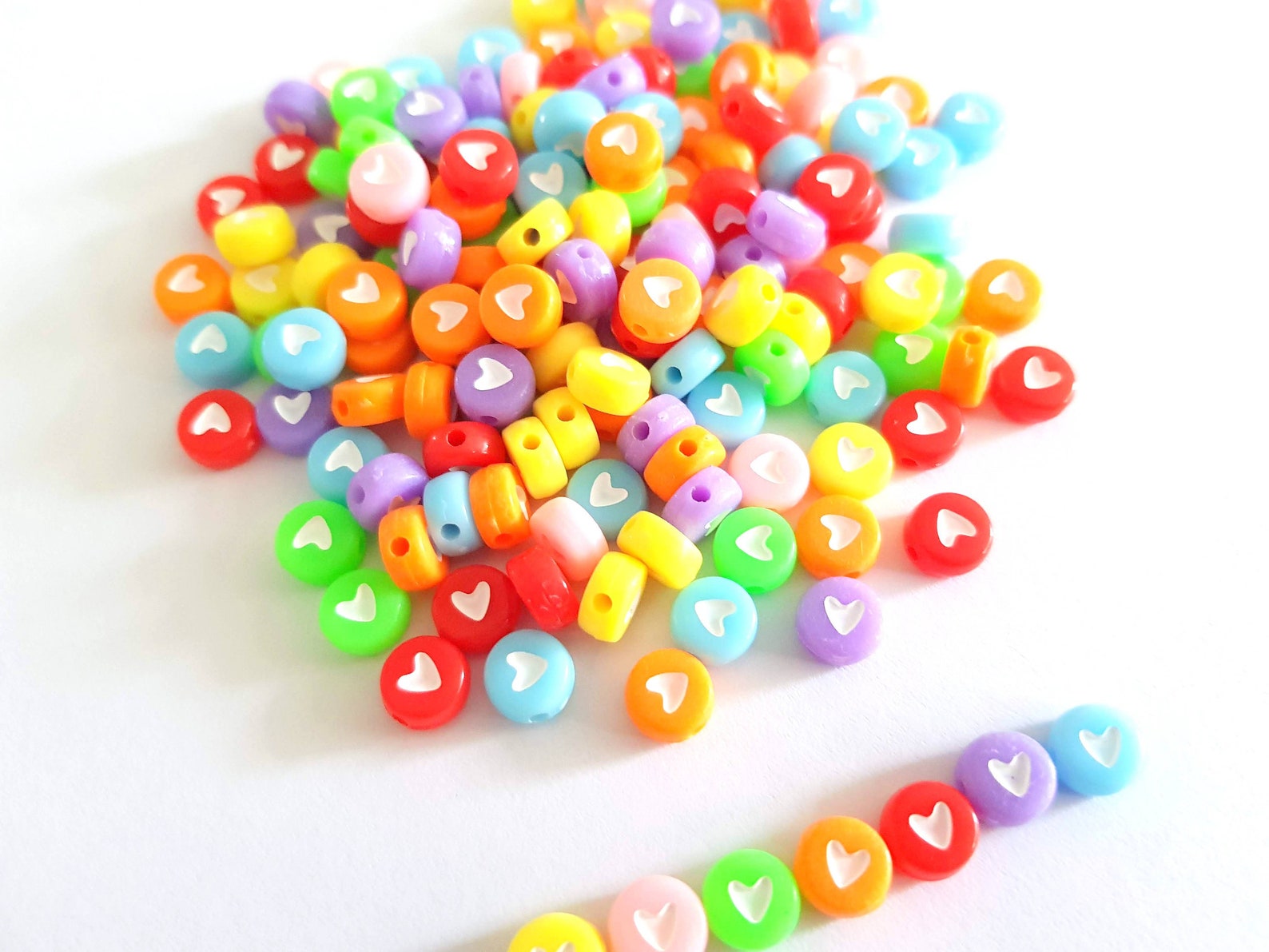 100 assorted heart beads 7mm acrylic multi color rainbow Etsy Nederland