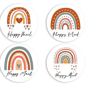 20 Happy Mail rainbow stickers, round, 3,8cm / 1,5