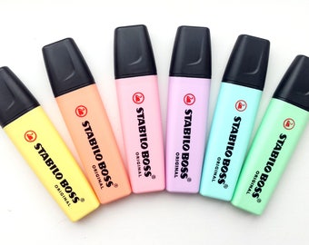 6 pastel Stabilo Boss Highlighters | pastel pens | Stabilo pens | highlighting pens